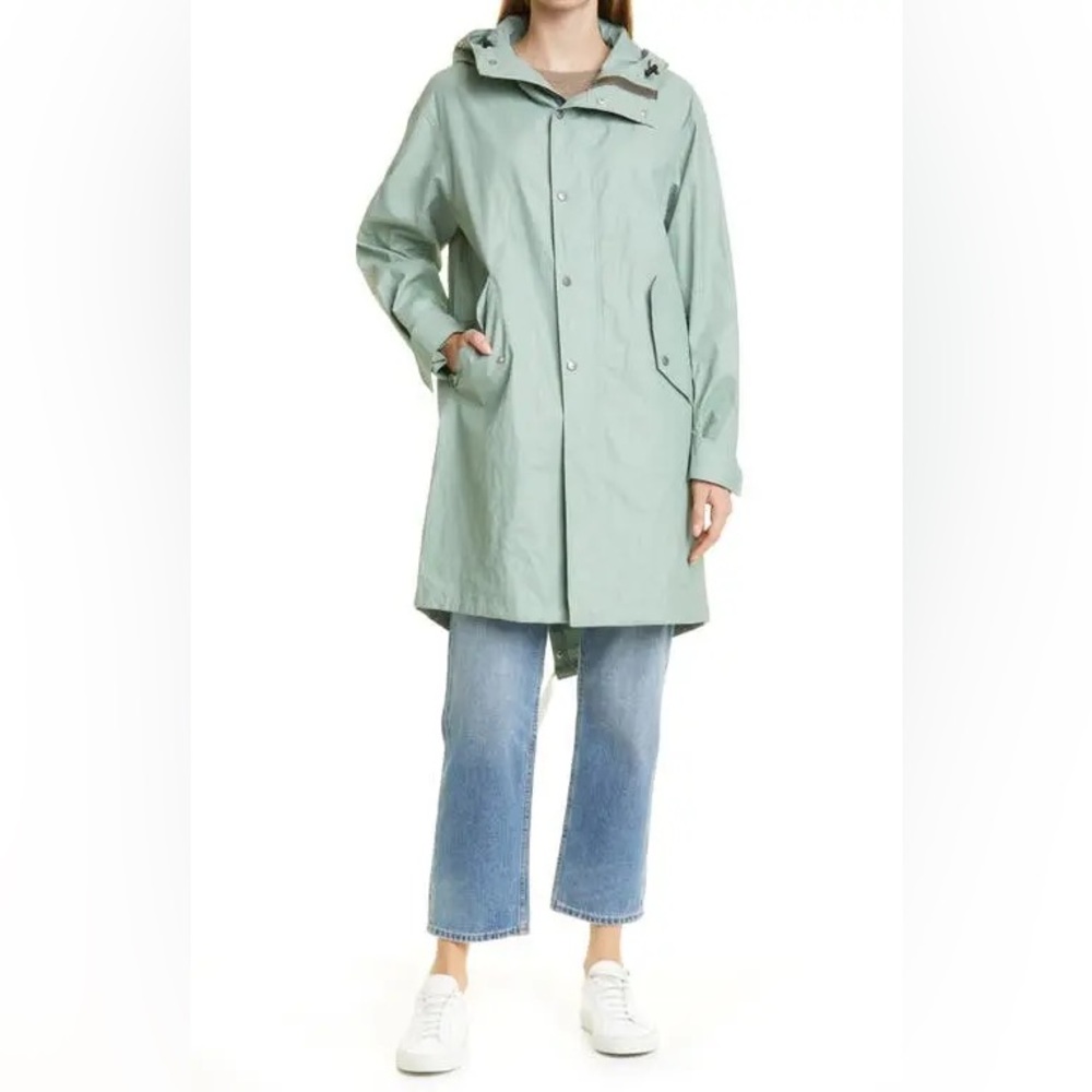 Rag & Bone Bolton Coated Linen Hooded Parka Sage Green Size Small